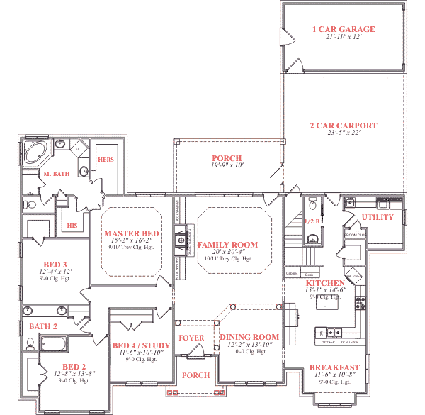 Southern Floor Plan - Main Floor Plan #63-107
