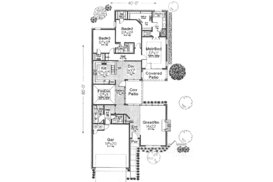 Floor Plan - Main Floor for Traditional House Plan #310-483 - 3 bed, 2.5 bath