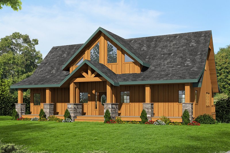 House Blueprint - Craftsman Exterior - Front Elevation Plan #117-886