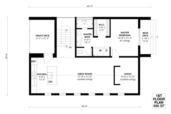 Floor Plan - Main Floor for Farmhouse House Plan #933-10 - 2 bed, 2 bath