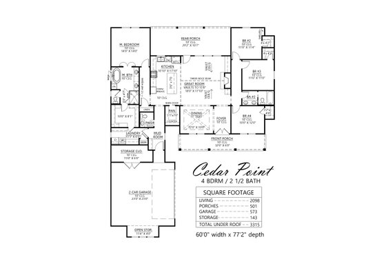 Floor Plan - Main Floor for Farmhouse House Plan #1074-63 - 4 bed, 2.5 bath