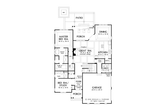 Floor Plan - Main Floor for Farmhouse House Plan #929-1064 - 4 bed, 3.5 bath