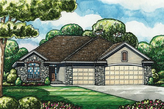 Exterior - Front Elevation 3 for Traditional House Plan #20-2089 - 2 bed, 2 bath