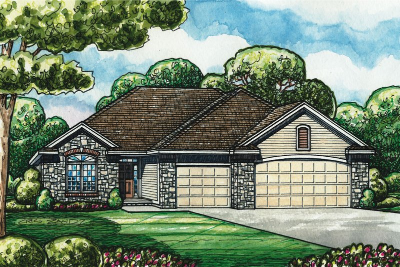 Home Plan - Exterior - Front Elevation 3 for Traditional House Plan #20-2089 - 2 bed, 2 bath