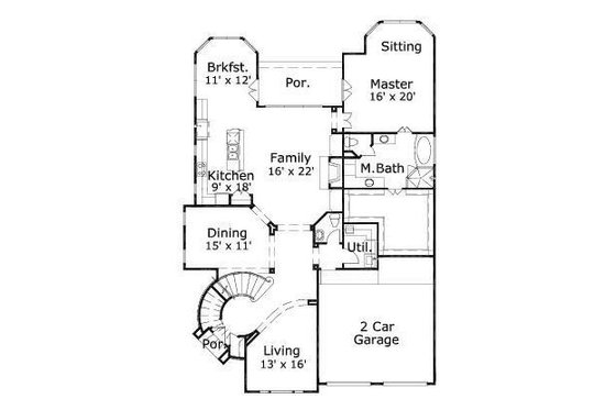 Floor Plan - Main Floor for European House Plan #411-643 - 4 bed, 3.5 bath