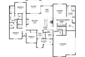 Floor Plan - Main Floor for Farmhouse House Plan #1093-2 - 4 bed, 3 bath