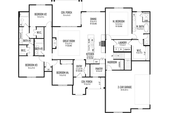 Floor Plan - Main Floor for Farmhouse House Plan #1093-2 - 4 bed, 3 bath