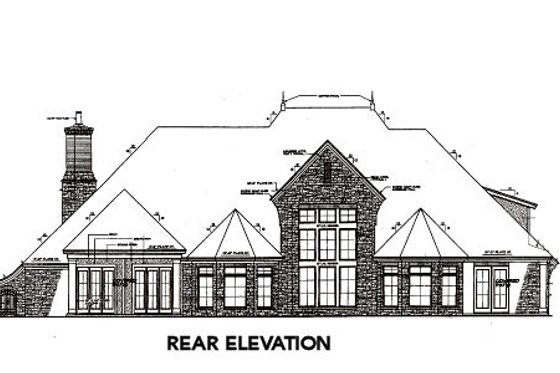 Exterior - Rear Elevation for European House Plan #310-645 - 4 bed, 3.5 bath