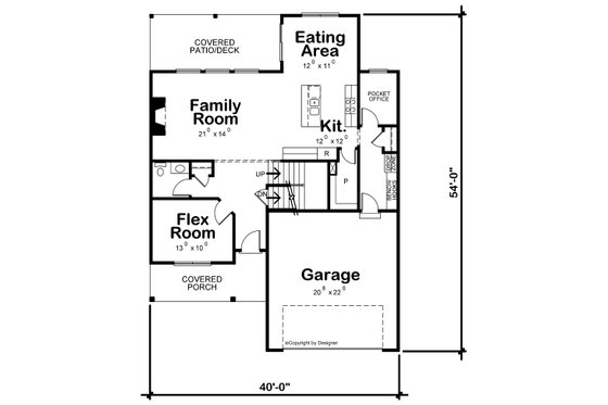 Floor Plan - Main Floor for Farmhouse House Plan #20-2362 - 3 bed, 3 bath