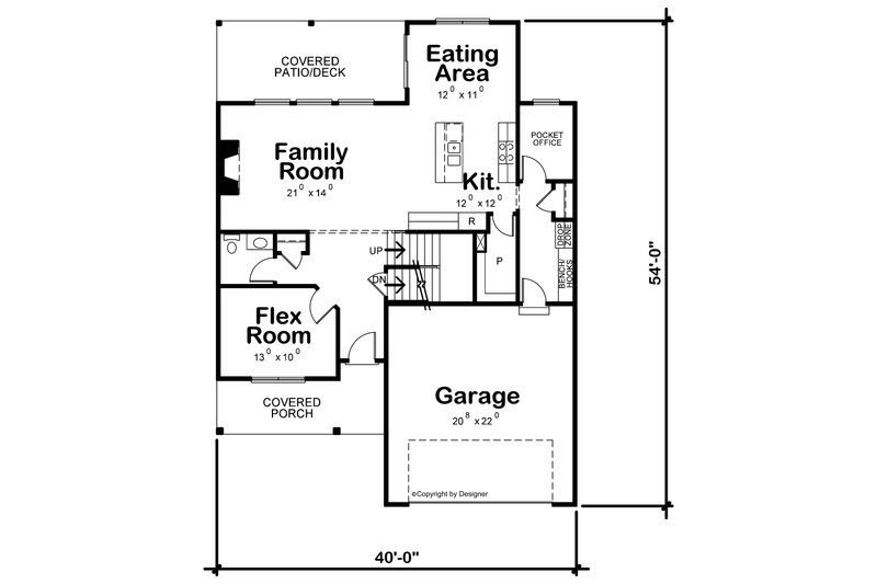 Home Plan - Floor Plan - Main Floor for Farmhouse House Plan #20-2362 - 3 bed, 3 bath
