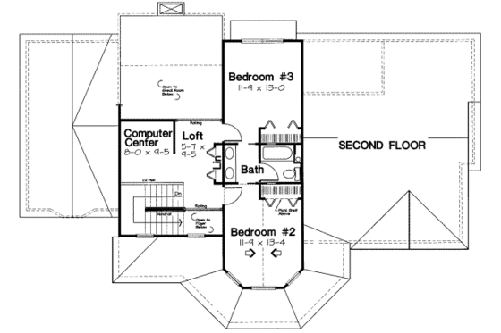 Floor Plan - Upper Floor for Country House Plan #312-573 - 3 bed, 2.5 bath
