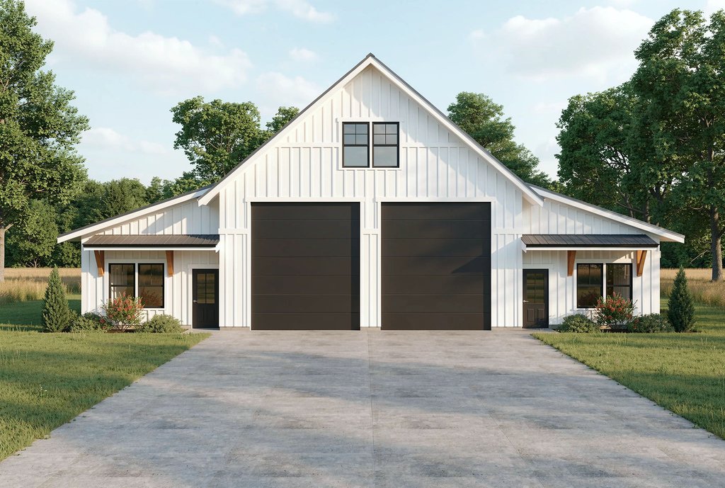 Exterior - Front Elevation 2 for Barndominium House Plan #1070-173 - 2 bed, 1 bath