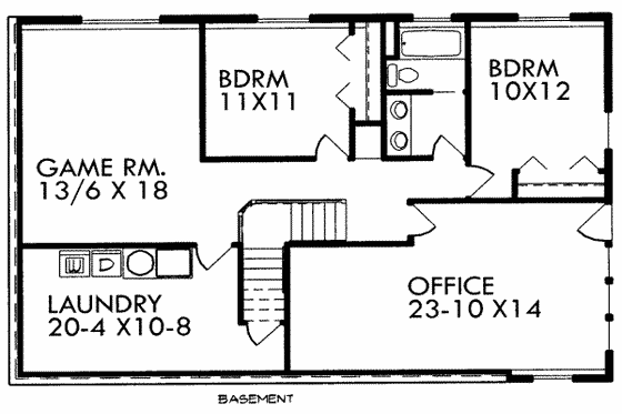Floor Plan - Lower Floor for Traditional House Plan #303-331 - 5 bed, 3.5 bath