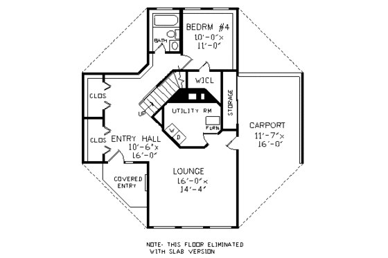 Floor Plan - Lower Floor for Colonial House Plan #456-34 - 4 bed, 3 bath