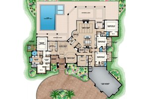 Floor Plan - Main Floor for Mediterranean House Plan #27-548 - 4 bed, 4.5 bath
