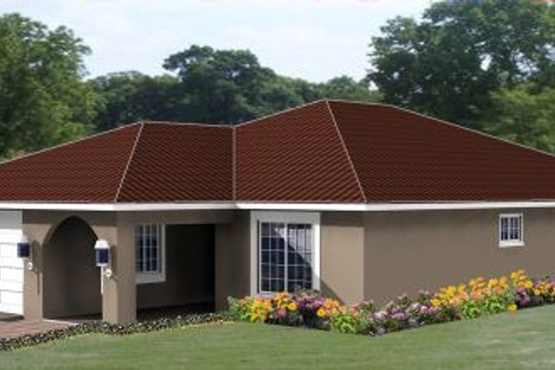 House Blueprint - Adobe / Southwestern Exterior - Front Elevation Plan #1-1016
