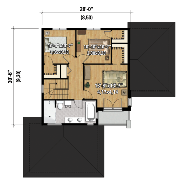 Contemporary Floor Plan - Upper Floor Plan #25-4300