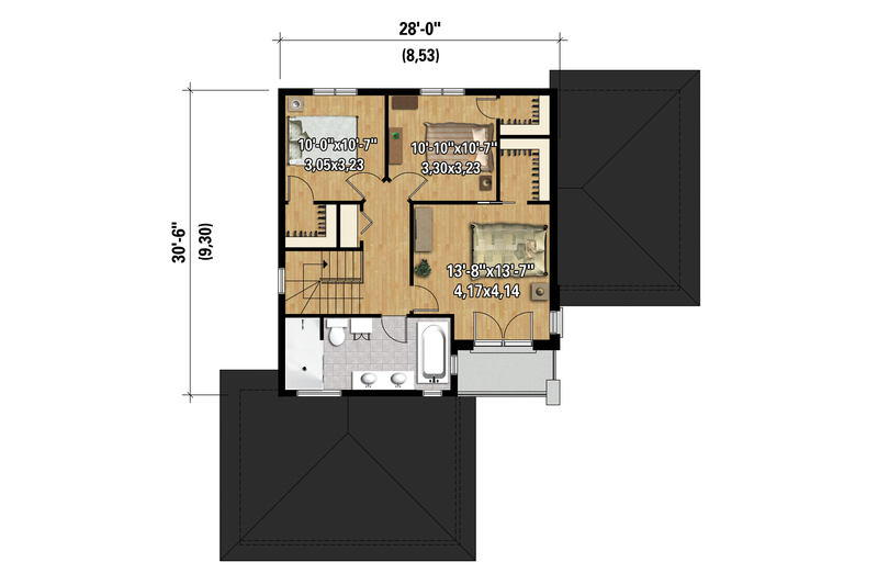 Architectural House Design - Floor Plan - Upper Floor 1 for Contemporary House Plan #25-4300 - 3 bed, 1.5 bath