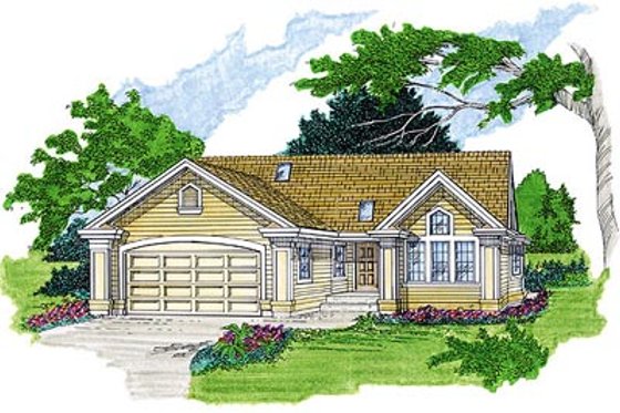 Exterior - Front Elevation for Traditional House Plan #47-345 - 3 bed, 2 bath