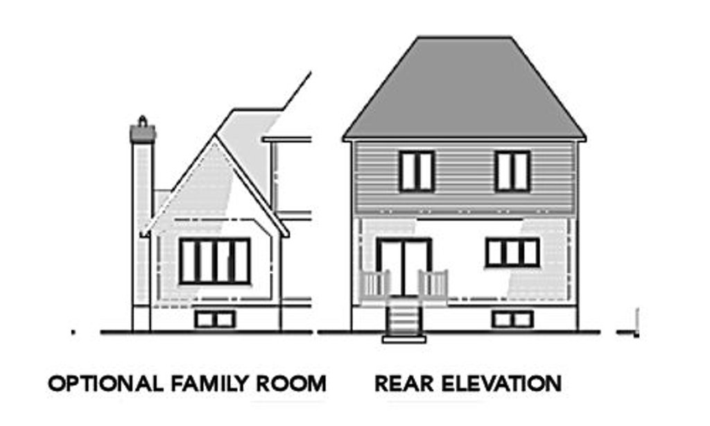 Exterior - Rear Elevation for European House Plan #138-164 - 3 bed, 1.5 bath
