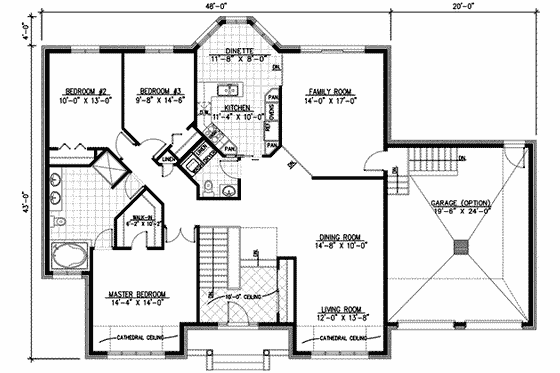 Floor Plan - Main Floor for Traditional House Plan #138-128 - 3 bed, 1.5 bath