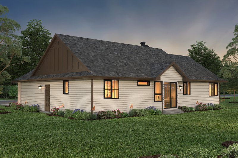 House Plan Design - Exterior - Rear Elevation 2 for Ranch House Plan #18-1055 - 2 bed, 2 bath