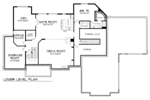 Floor Plan - Lower Floor for European House Plan #70-548 - 5 bed, 4.5 bath
