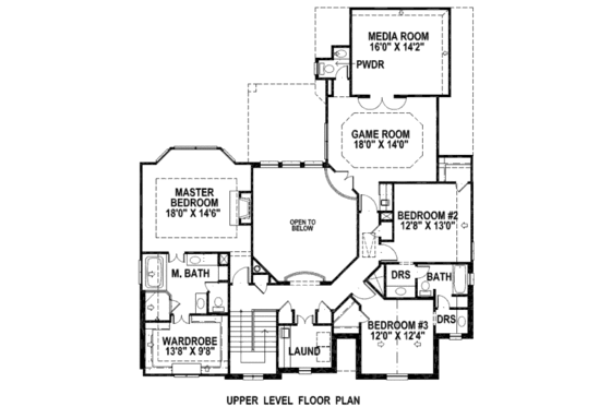 Floor Plan - Upper Floor for European House Plan #141-261 - 4 bed, 4.5 bath