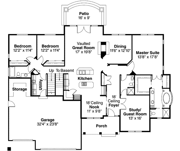 Craftsman Floor Plan - Main Floor Plan #124-418