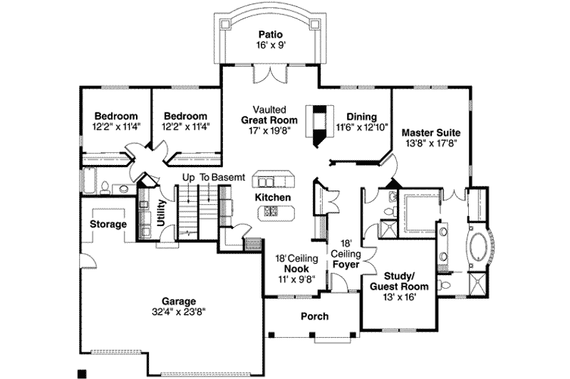 Home Plan - Floor Plan - Main Floor for Craftsman House Plan #124-418 - 4 bed, 3 bath