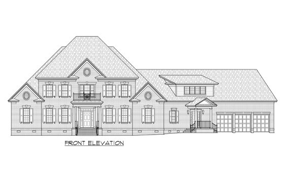 Exterior - Front Elevation 4 for Classical House Plan #1054-66 - 5 bed, 5 bath