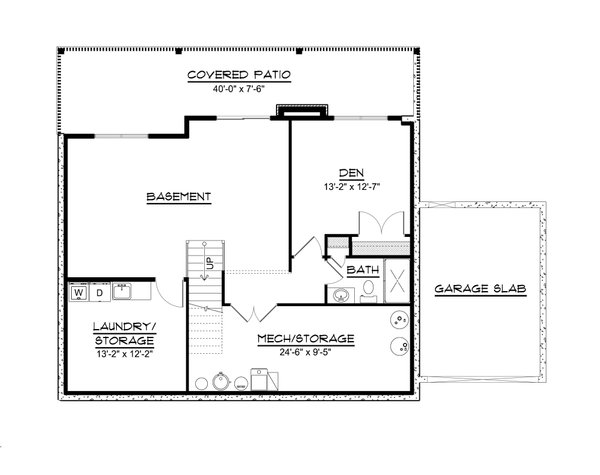House Design - Floor Plan - Lower Floor for Contemporary House Plan #1064-459 - 2 bed, 2 bath