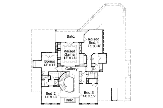Floor Plan - Upper Floor for European House Plan #411-118 - 4 bed, 4.5 bath