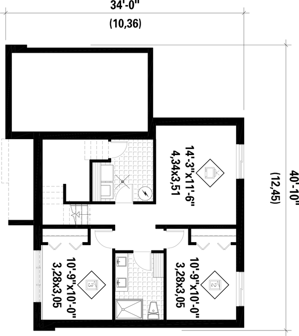Architectural House Design - Farmhouse Floor Plan - Lower Floor Plan #25-5045