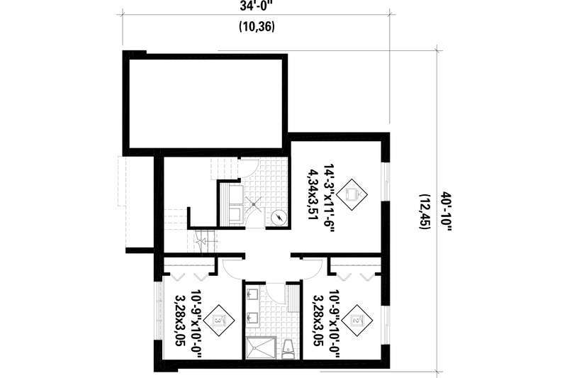 Architectural House Design - Floor Plan - Lower Floor for Farmhouse House Plan #25-5045 - 3 bed, 2 bath