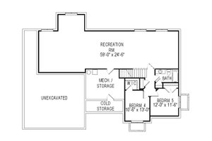 Floor Plan - Lower Floor for Craftsman House Plan #920-38 - 5 bed, 3.5 bath
