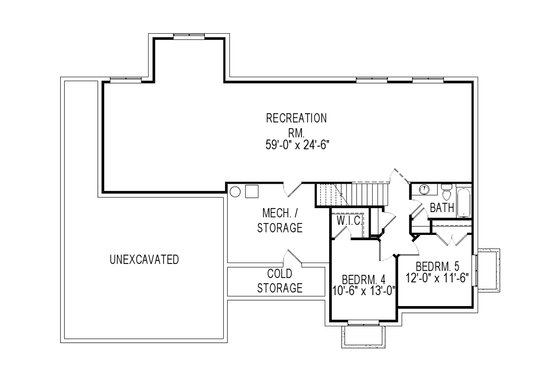 Floor Plan - Lower Floor for Craftsman House Plan #920-38 - 5 bed, 3.5 bath