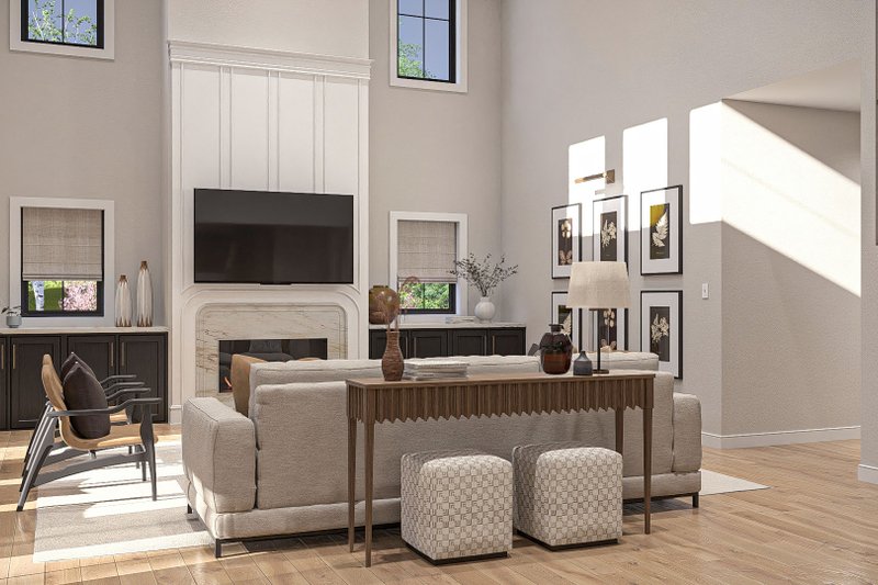 House Design - Interior - Family Room for Farmhouse House Plan #455-321 - 4 bed, 3.5 bath