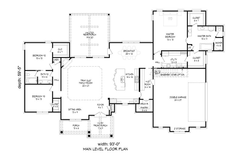 Architectural House Design - Floor Plan - Main Floor for Traditional House Plan #932-401 - 3 bed, 2 bath