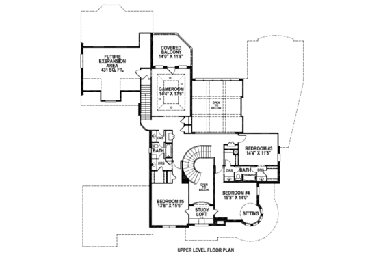Floor Plan - Upper Floor for European House Plan #141-249 - 5 bed, 4.5 bath