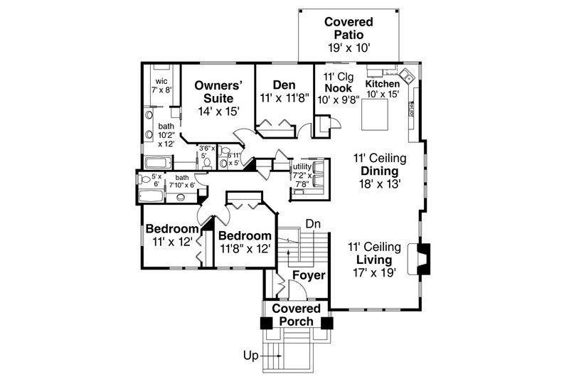 Architectural House Design - Floor Plan - Main Floor for Prairie House Plan #124-1122 - 3 bed, 3.5 bath