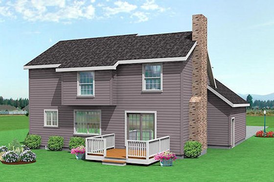 Exterior - Rear Elevation for Traditional House Plan #75-129 - 3 bed, 2.5 bath