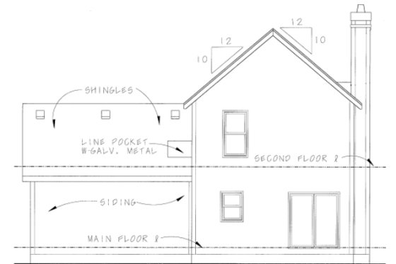 Exterior - Rear Elevation 1 for Cottage House Plan #20-1209 - 3 bed, 2.5 bath