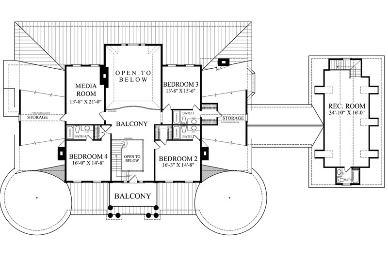 House Blueprint - Floor Plan - Upper Floor for Farmhouse House Plan #137-407 - 5 bed, 4.5 bath