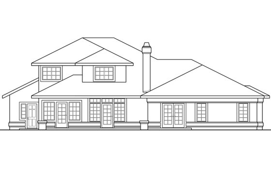 Exterior - Rear Elevation for Mediterranean House Plan #124-937 - 4 bed, 2.5 bath