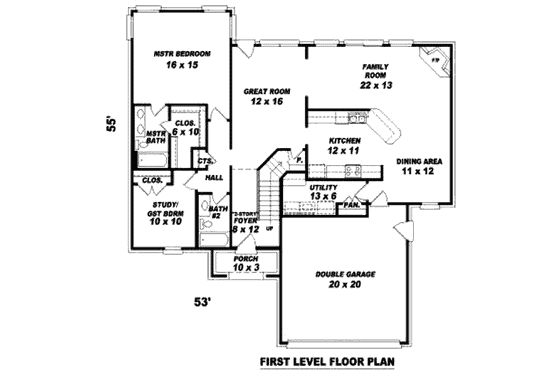 Floor Plan - Main Floor for European House Plan #81-13715 - 3 bed, 3 bath