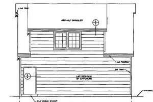 Exterior - Rear Elevation for Country House Plan #116-228 - 1 bed, 1 bath