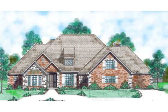 Exterior - Front Elevation for European House Plan #52-235 - 3 bed, 3.5 bath