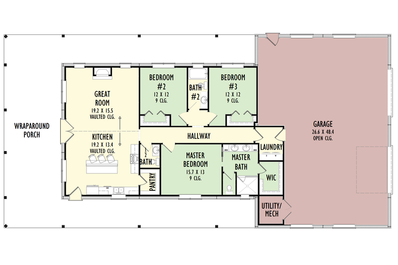 Home Plan - Floor Plan - Main Floor for Barndominium House Plan #1092-47 - 3 bed, 2.5 bath