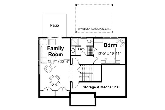 Floor Plan - Lower Floor for Farmhouse House Plan #928-6 - 3 bed, 2.5 bath